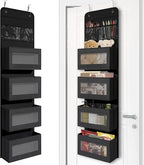 Over Door Organizer with 4 Large Capacity Pockets, Hanging Organizer Storage for Closet Bathroom Nursery Bedroom Dorm, Toys Cosmetics Sundries and Baby Essentials, Black