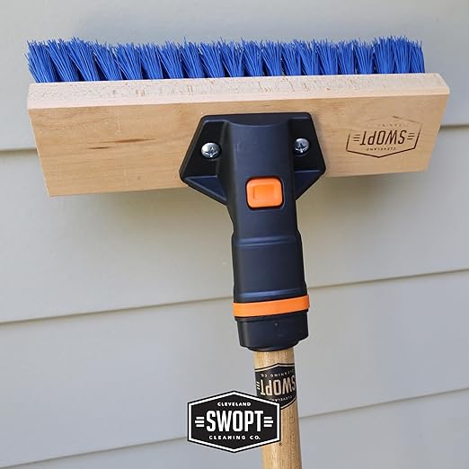 SWOPT 10” Premium Multi-Surface Scrub Brush Head — Cleaning Head Interchangeable with All SWOPT Cleaning Products for More Efficient Cleaning and Storage — Clean Driveways, Decks, and Siding