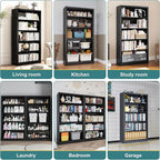 Heavy-Duty Metal Open Storage Cabinet with Adjustable Shelves, 5-Tier Shelving Unit, Easy Assembly Freestanding Organizer for Garage, Pantry,Office, Living Room (Black, 5 Tier-55"H x 27.6"W x 11.8"D)
