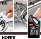 HOPE'S Perfect Sink Cleaner and Polish, Restorative, Water-Repellant, Removes Stains, Ideal for Brushed Stainless Steel, Cast Iron, Porcelain, Corian, Composite, Acrylic, Value Size