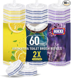 60Ct Aromative Toilet Brush Refills, Toilet Bowl Cleaner Refills, Double-Layer Cleaning Pads Added, Disposable Refill Heads for Toilet Bowl Cleaner Wands, Bulk （Patented）