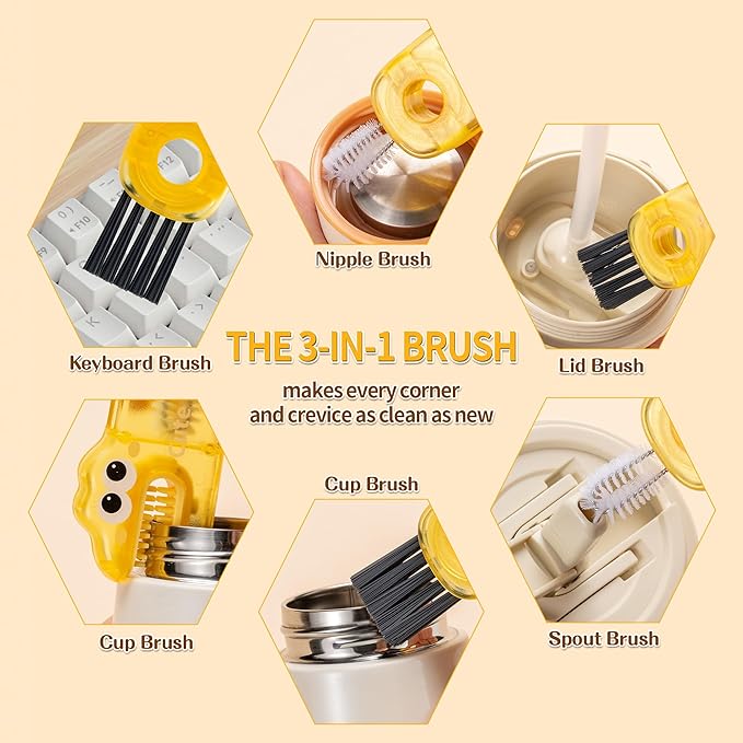 PeiTuSengJin10-Piece Bottle Brush Cleaning Set 1 Multi-Purpose Brush 6 Straw Cleaning Brushes 1 3-in-1 Brush 1 Detachable Cup Brush (Includes 1 Suction Cup Hook for Brush Storage)