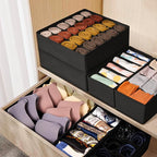 Criusia Drawer Organizer Clothes, 16 Pack Dresser Organizer Bins for Baby Clothes, Underwear Sock, Fabric Closet Organization and Storage Dividers for Nursery Bedroom (96 Compartments, Black)