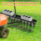 48" Tow Behind Lawn Dethatcher, Pull Behind Rake with 24 Rust-Proof Tines and Heavy Tires, Lawn Tractor Rake with Lift Handle, Black Tow Behind Rakes to Remove Thatch, Leaves from Large Lawn Area