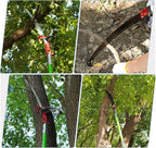 30 Ft Manual Pole Saw, Extendable Tree Pruner Blade and Scissors Set with 9 Fiberglass Handles, Long Branch Pruner Retractable for Backyard and Garden, Bush Cutting and Pruning of Palm Trees