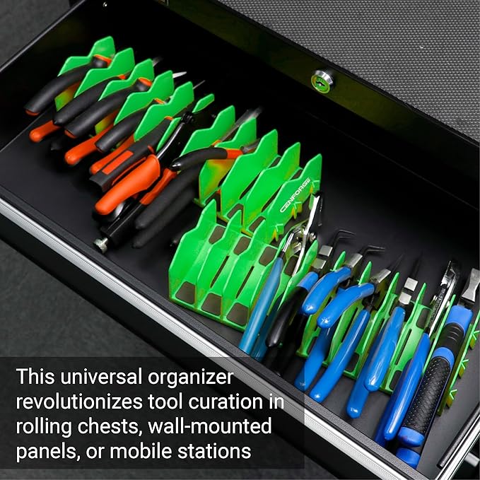 Cenfoge Plier Organizer, Plier Rack, Plier Holder and Cutter Organizer with Non-Slip Rubber Base, PlierOrganizer for Tool Box Drawer, 20 Slots, Tool Storage, Plier Rack (2 PC-Green)
