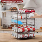 Vrisa Can Rack Organizer 5 Tier Cans Storage Organizer for Pantry Metal Can Food Holders Stacking Canned Goods Dispenser Rack Soda 60 Cans Organizers for Kitchen Pantry Cabinet, Rustic Brown