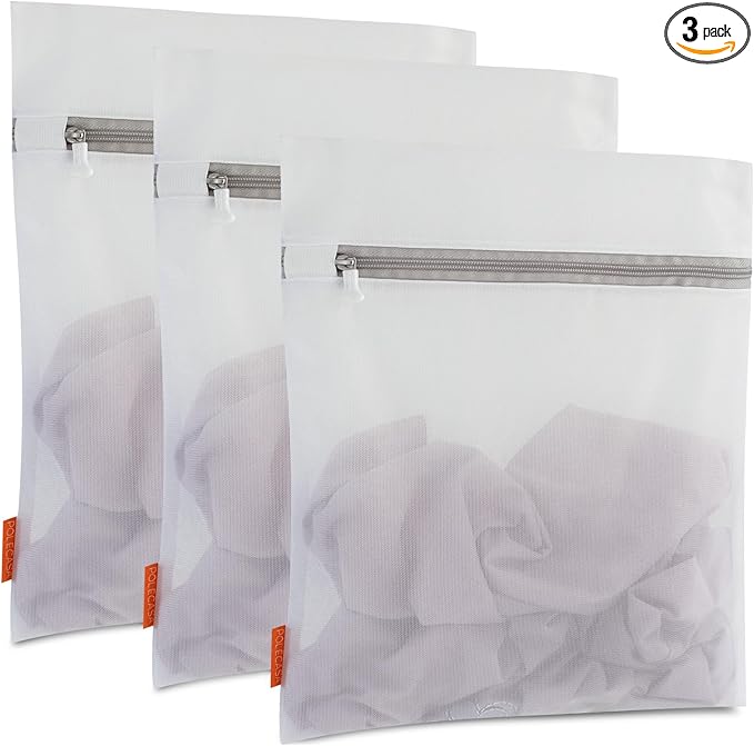 Polecasa 3Pcs Premium Fine Mesh Laundry Bags, 3 Large 16 x 20 Inches Durable Laundry Wash Bags with Sturdy Zipper for Delicates