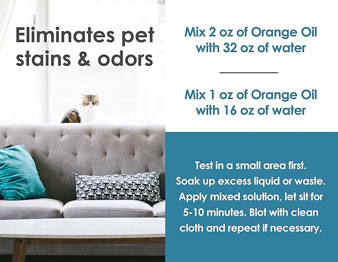 Cold Pressed Orange Oil Concentrate | 8-ounce Professional Grade All-Purpose Citrus Cleaner, Degreaser & Pet Odor Eliminator Blend | Dilutes to 4 Gallons of Finished Product | Home and Outdoor Use