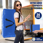 Cosy Family 4 Pack Heavy Duty Extra Large Moving Bags with Backpack Straps - Strong Handles & Zippers, Storage Totes For Space Saving, Fold Flat, Alternative to Moving Box (Set of 4, Multicolored)