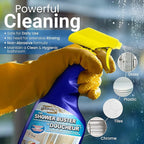 Shower Glass Door Cleaner – Shower Buster Spray for Soap Scum & Hard Water Stains – No Scrub Bathroom Cleaner for Glass, Tile, Chrome, Ceramic, RV and Septic Safe (500ml / 16.9oz)