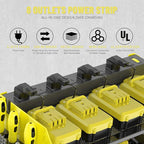 Heavy Duty Drill Holder & Power Tool Organizer Wall Mount, Metal Cordless Tool Organizer for Cordless Drill, Accessory Holder Rack (3L4D WITH CHARGING STATION (YELLOW), With Charging Station)
