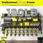 KAFAHOM Power Tool Organizer with Charging Station.Garage 8 Drill Holder Built in 8 Outlets Power Strip,Tool Storage Shelf Wall Mount,Tool Battery Organizer with Screwdriver/Hammer/Air Tool Rack