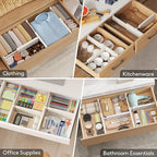 Lifewit 4 Pack 4" High Drawer Dividers 28-43.5cm/11-17" Adjustable Drawer Organizer for Clothes/Utensils, Expandable Drawer Separator in Dresser/Kitchen/Bedroom/Office Organization & Storage Beige