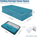 Supowin Underbed Storage Containers Bin with Lids (2pcs) Large Under Bed Storage Organizer Box with Handle, Foldable Under the Storage Bags for Organizing Clothes, Shoes, Blankets, Pillows-Cyan blue