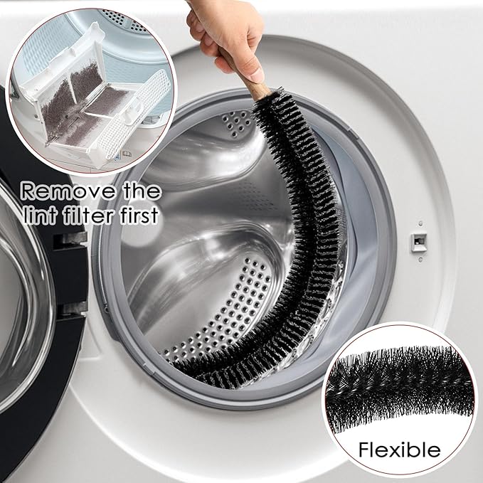 Dryer Vent Cleaner Kit, 2 Pack Dryer Lint Brush, 30 Inch Long Flexible Lint Remover, Refrigerator Coil Cleaning Brush, Home Essentials (Long-Style)