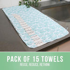 Reusable Paper Towels - Pack of Paperless & Washable Towels, 100% Cotton, Highly Absorbent, and Built to Last, Kitchen Dish Cloth Alternative (Pastels, 15 Pieces)