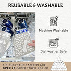 Nordhus Design Swedish Dishcloths, 5 Cat Cloths, Made in Sweden - Reusable, Washable Cellulose Cotton Kitchen Cloths - Replace Paper Towels, Wipes, Sponges, Dish Rags