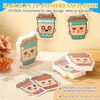 8 Pack Cute Kitchen Sponges Dish Set Compressed Non-Scratch Reusable Kitchen Cleaning Household Sponges for Dishes, Pans, Kitchen, Fruit, Plate, Bathroom(Bubble Tea)