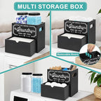 Dryer Sheet Container for Laundry Room Organization, Laundry Pods Container Include 2 Plastic Jars with Lids for Laundry Room Storage, Drying Ball and Laundry Detergent Dispenser, Laundry Room Decor