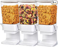 Cereal Dispenser Countertop 3pcs,5.5L Cereal Containers Storage Dispenser for Pantry,Dry Food Storage Rice Containers,Candy Dispenser,Snack Organizer Machine for Grains, Nuts,Oatmeal, Pet Food White