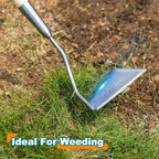 Berry&Bird Swoe Garden Hoe, 61.8'' Stainless Steel Long Handled 3 Edge Hoe with Wooden Hand, Mini Angled/Warren Hoe, Soil Cultivator Weeding Tool for Grass Flower Backyard