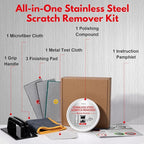 Stainless Steel Scratch Remover Kit, Removes Deep Scratches from Sinks, Ranges, Fridges, Stoves & Appliances, Restores Like-New Finish, for Non-Coated Stainless Steel, with 3 Pads, Compound, Handle