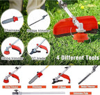 Weed Eater Gas Powered 52cc - 2 Cycle, 5 in 1 Grass Trimmer, Gas Hedge Trimmer, String Trimmer, Brush Cutter, Pole Saw with Extension Pole, Multi Functionallandscaping Tools & Equipmen Red