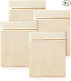4Pcs Large Cotton Mesh Laundry Bags for Delicates,Breathable Mesh Garment Bag for Washing Machine,Travel Wash Bags with Zipper for Bras,Underwear,Socks,Clothes,Laundry Dorm Room Essentials(L)