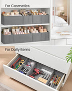 SONGMICS Drawer Organizers, Dresser Divider Organizers, Set of 18, Foldable Fabric Storage Boxes for Socks, Underwear, Bras, Ties, Scarves, Dove Gray URDZ006G05