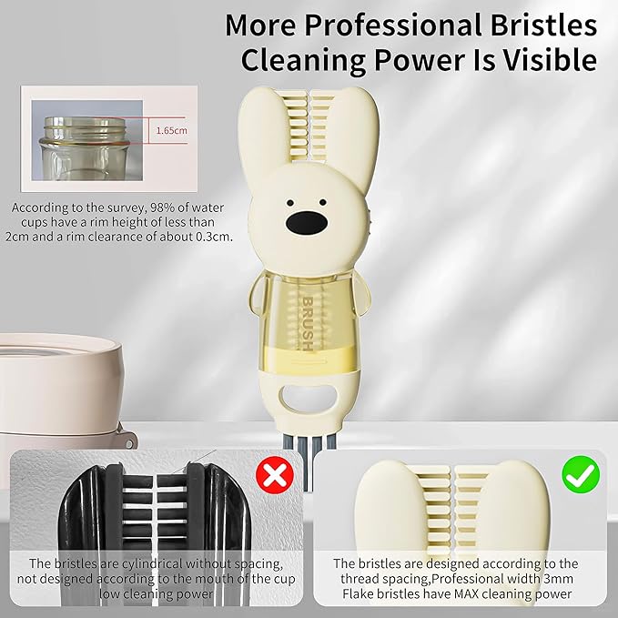 3 PCS Bottle Brush - Upgrade 4 in 1 Cup Lid Gap Cleaning Brush Set, Multifunctional Insulation Bottle Cleaning Tools, Mutipurpose Tiny Silicone Cup Holder Cleaner, Home Kitchen Cleaning Tools