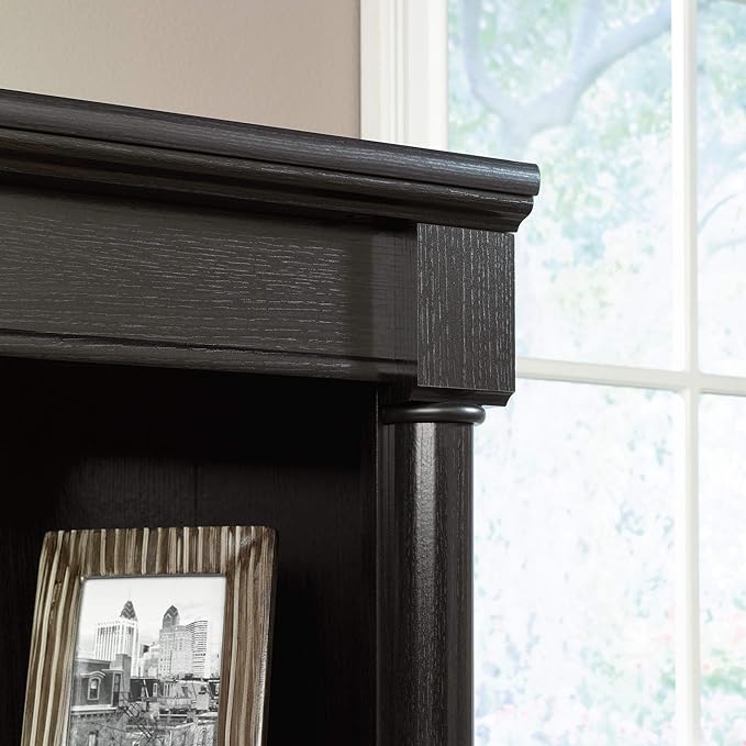 Sauder Palladia Library with Doors/Book Shelf, L: 29.37" x W: 13.90" x H: 71.85", Wind Oak