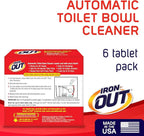 Iron OUT Automatic Toilet Bowl Cleaner Tablets, Helps Remove and Prevent Rust Stains with Every Flush, Lasts up to 45 Days, Made in the USA, 6 Tablets
