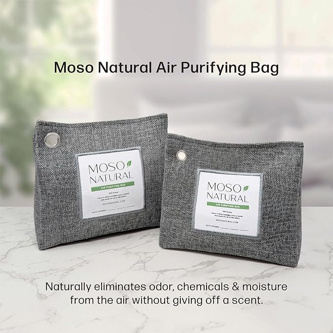 Moso Natural Air Purifying Bag 300g (10.58oz) Premium Bamboo Charcoal Odor Absorber for Home & Pet, Closet Odor Eliminator & Small Room Deodorizer, Charcoal Bags Last 2 Years, Unscented