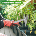 Dual Headed Hoe Garden Tool, 29.5"-57.7" Adjustable Long Handle Weed Puller Tool, Stainless Steel Hoe Cultivator and Weed Rake Gardening Tool, for Gardening Planting, Weeding, Digging, Loosening Soil