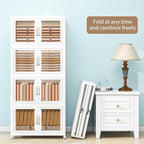 Large Stackable Storage Bins with 2 Lids, 660QT-110QT*6Tier Foldable Cabinet for Closet Organizers, Plastic Storage Containers Box with Wheels