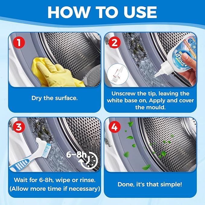 Mold Stain Remover Gel, Heavy Duty Washing Machine Cleaner, Multifunctional Stain Remover, Use on Home Sink,Toilet, Washing Machine, Seal Bathroom, Tile Grout Stains (8 Fl oz)