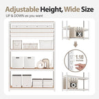 HOMEDANT House Lift-Beam White 48" Wide Boltless Heavy Duty Garage Storage Shelving Adjustable 5-Tier Metal Shelves Laminated Organization Shelf Industrial Utility Rack Pantry Shed Office Store 4Pack