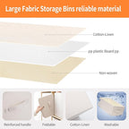Linen Folding Storage Bins, 3 Pack Large Storage Baskets, Washable, Clothing Storage Bins with Handle, Closet Organizer for Storage Sweater,Sheets(Beige, 18½"x11" x8½")