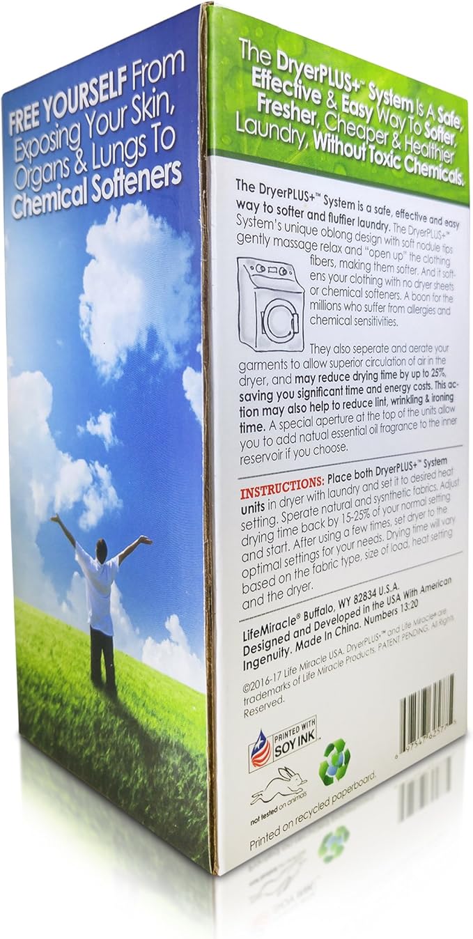 DryerPlus Dryer Balls XL | The BEST Made Reusable Non Toxic Laundry Softener & Wrinkle Release | Replaces Fabric Softener Liquid, Dryer Sheets & Wool | Vegan & Sheep Safe | 2-Year USA Warranty