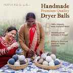 Fluff Ewes Wool Dryer Balls 3 Pack Premium New Zealand Wool Laundry Balls for Dryer, No Static Dryer Balls Laundry Reusable Cute, XL Wool Dryer Balls Cute, Baby Dryer Balls for Dryers - Marble
