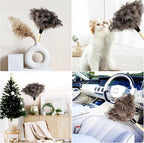 2pcs Ostrich Feather Dusters Natural Feathers Duster with Wooden Handle Natural Ostrich Feathers for Home Cleaning and Office Finishing Duster(2pcs，Length14”