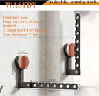 Wall Mounted Clothes Drying Rack,Laundry Dryer Hanger With Suction Cup,Foldable Aluminum Space Saving Laundry Hanger Wall Mount,Folding Portable Clothes Hanger For Laundry Room,Bathroom,RV,Travel