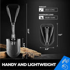 22.8'' Military Folding Camping Shovel, Offroad Survival High Carbon Steel Shovel (Black) AugTouf by toolant