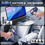 JONYJ Handheld Car Vacuum Cleaner Cordless, 16000PA Hand Held Vacuum Portable, 2 in 1 Air Duster and Mini Vacuum Cleaner Rechargeable with Led, Multi-Nozzles & Washable Filters for Home Office Car Pet