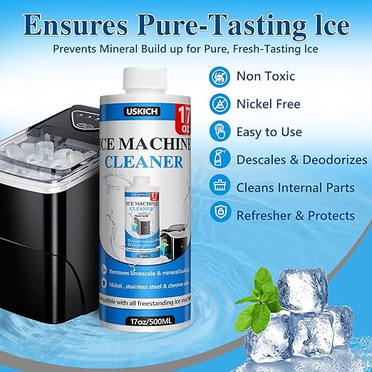 USKICH Ice Machine Cleaner Maker Descaler-68 fl oz Nickel Safe Descaler Ice Maker Cleaner Compatible with Whirlpool,Scotsman,KitchenAid, Affresh,Hoshizaki,GE Opal Cleaning Kit (4 Pack)