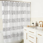 Zahari Home Sinatra Bathroom Shower Curtain Set - 13pc Classic White Shower Curtain & Hooks - Unique Design