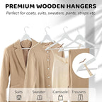 Edergoo Wooden Hangers 20 Pack, Smooth Wood Hangers with 360° Swivel Hook & Notches, Slim Coat Hanger Wooden for Closet, White