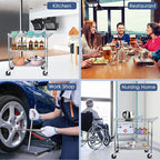 WDT Heavy Duty 3 Tier Utility Cart,990Lbs Capacity Wire Rolling Cart with Wheels, Commercial Grade Service Cart with Shelving Liners and Handle Bar Metal Carts for Kitchen Office Hardware, NSF Listed