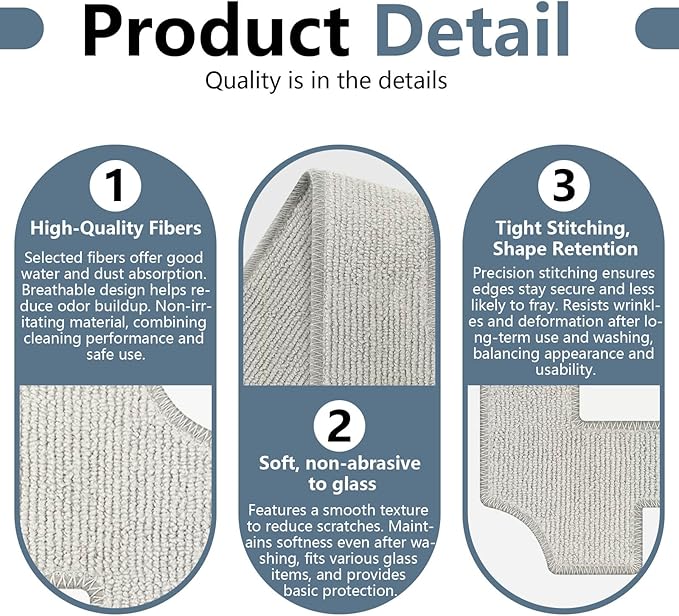 Cleaning Rag for Ecovacs Winbot W2 Omni, W1 Pro, W1 Window Vacuum Cleaner Robot, Washable and Reusable W2 Omni Mop Cloth W1 Mop Pad Accessories 9 Pcs